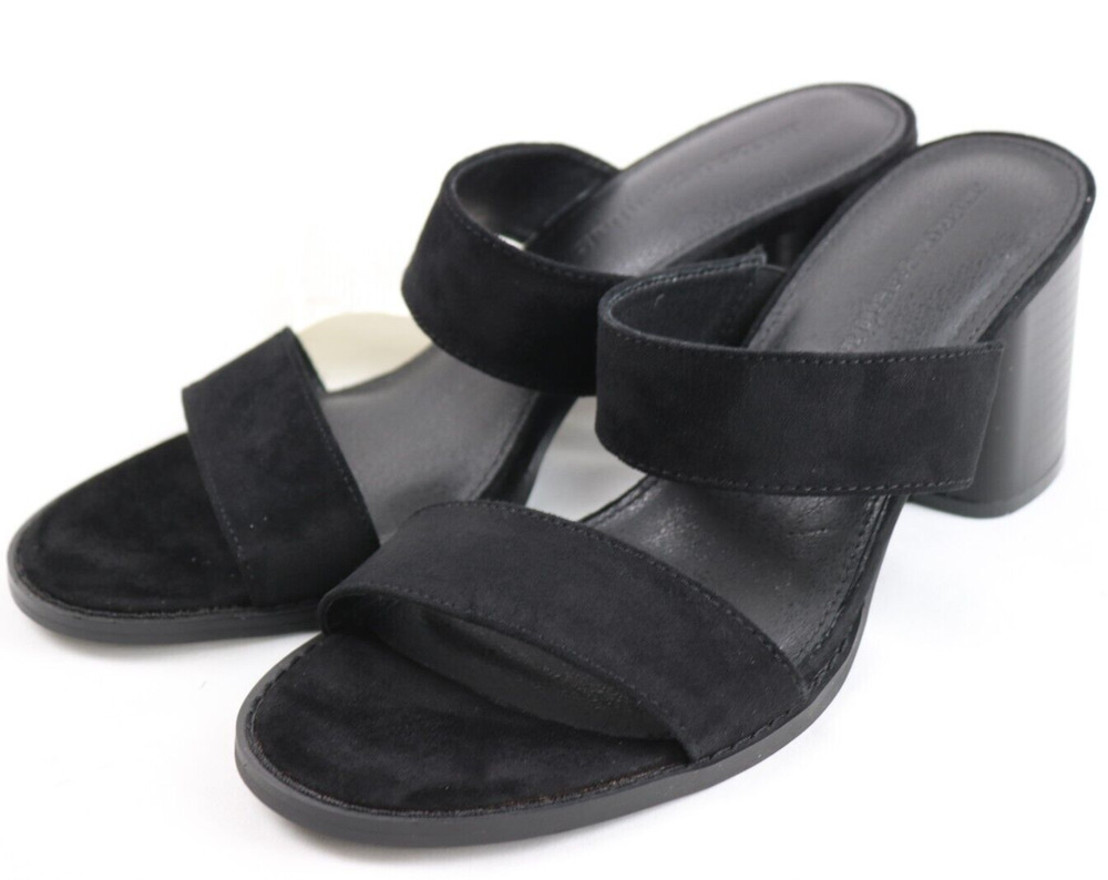 Women's Size 8 Black Blandi Slip-On Two-Tear Heeled Slide Sandals